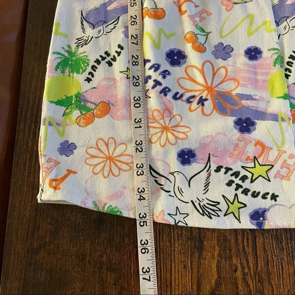 ASOS DESIGN square neck twill mini dress in bright peace print - Picture 8 of 13